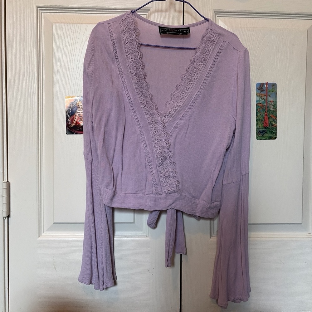 Polly & Esther Lilac Lace Detail Blouse
